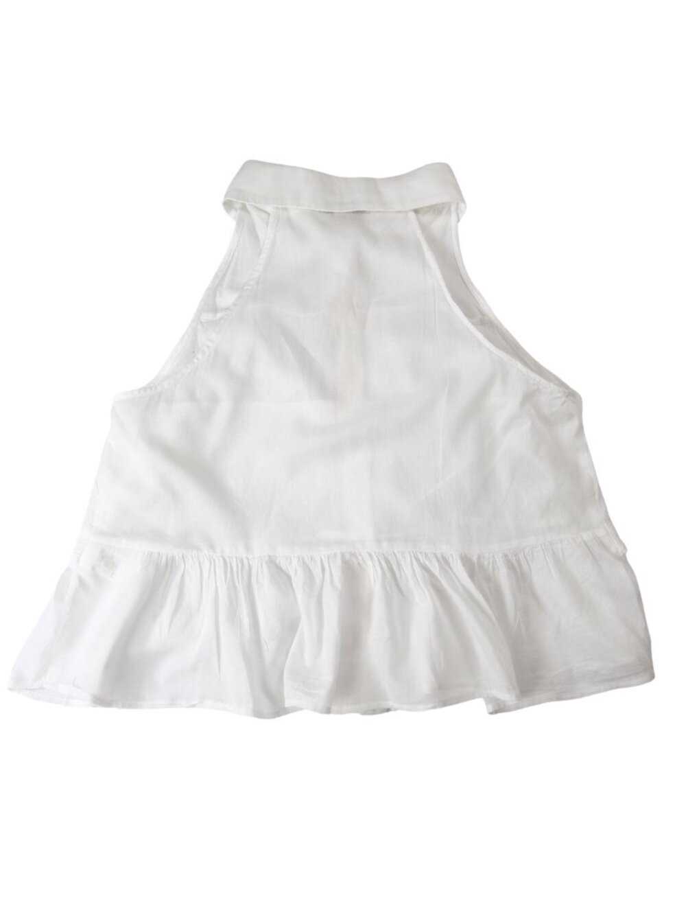 HYFVE White Tiered Ruffle Sleeveless Button Front Cotton Top Large - Picture 2 of 7